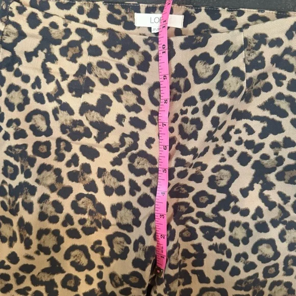 Loft Petite Ankle Flare Leopard Print Women's Pants - Picture 6 of 8